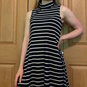 blue and white stripe dress